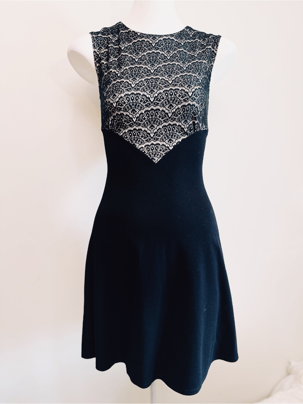 Closet Black Lace Fit & Flare Dress Size 10 Gold Zip EUC